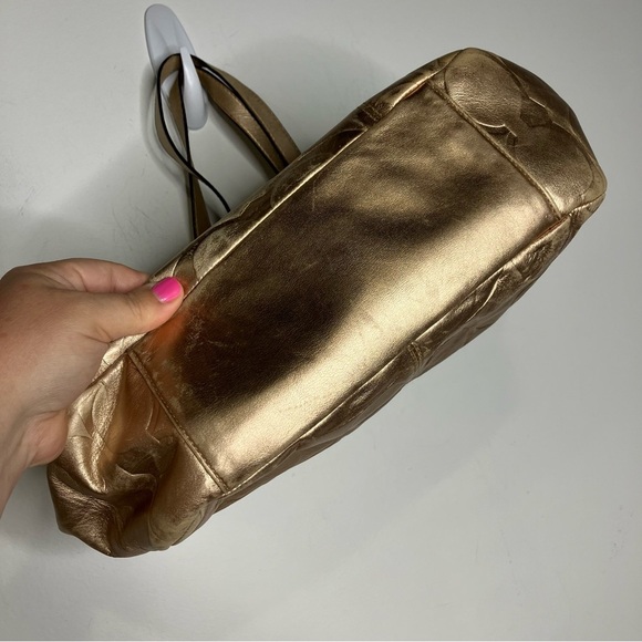 Coach gold zip top shoulder bag 12” x 9” x 4” - Picture 4 of 16